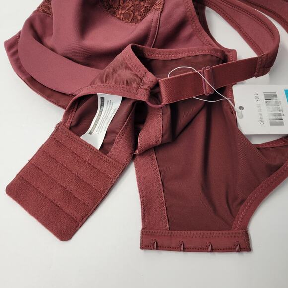 Meleneca Bra Womens 40F Cabernet Red Lace Underwire Full Coverage Support Plus - Picture 5 of 9